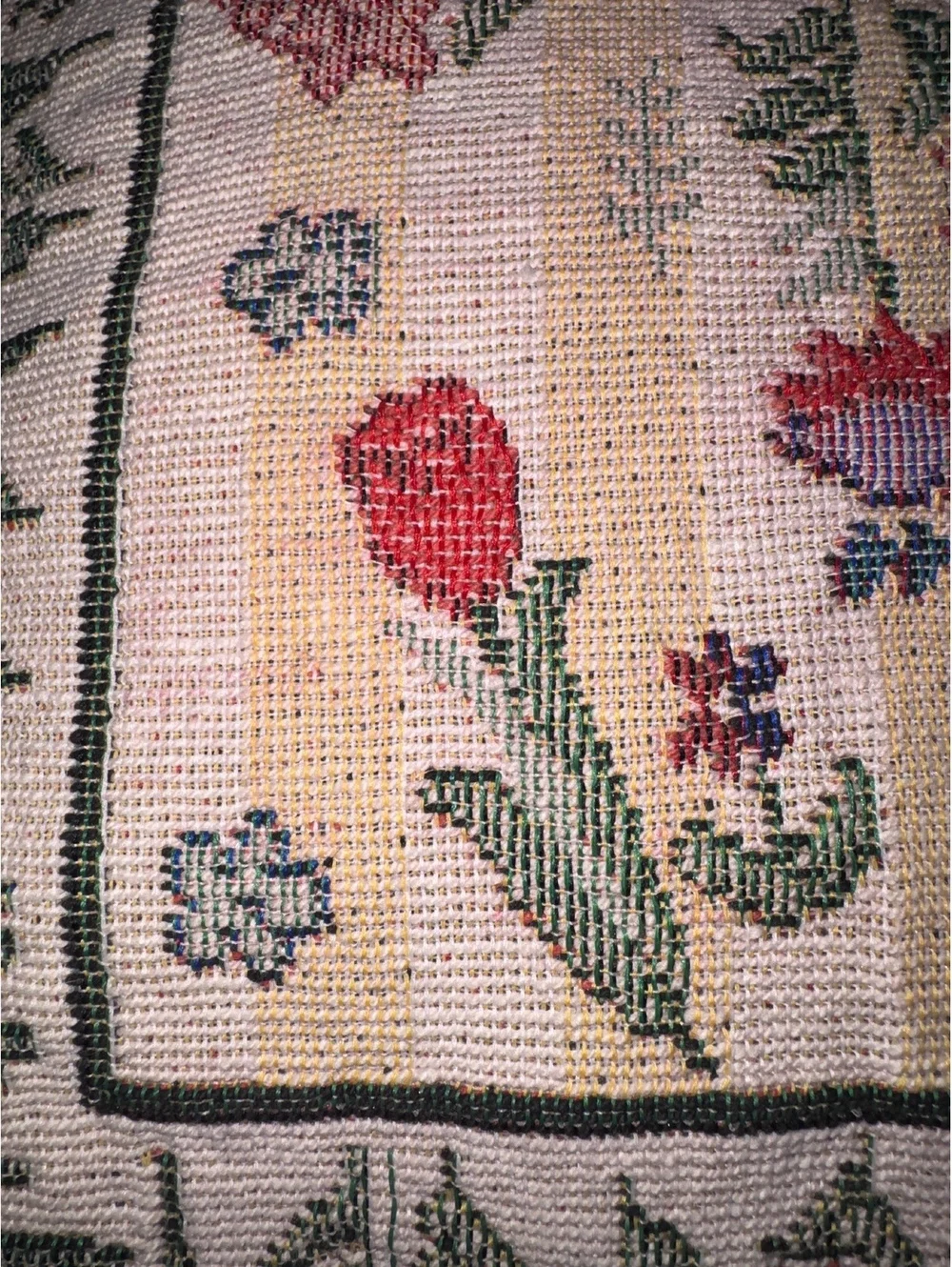 Vintage Floral Needlepoint Decorative Throw Pillow